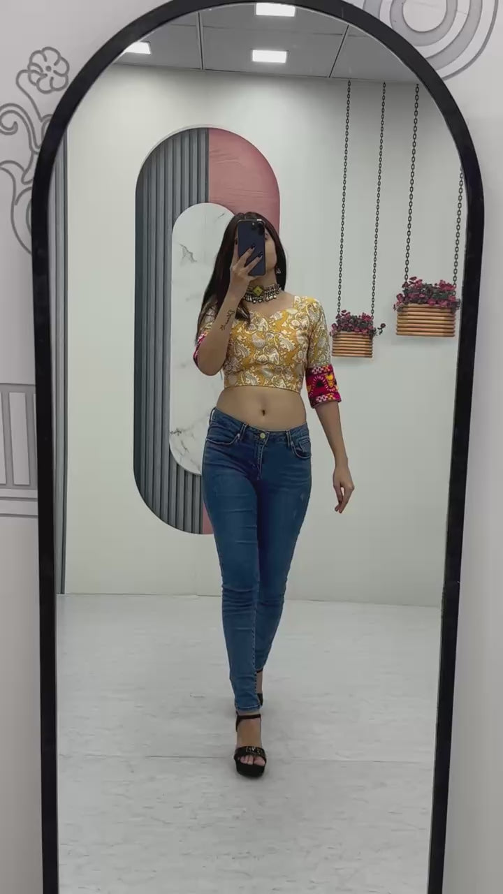 Navratri Special Kalamkari Lehenga Choli Set - 6 Meter Flare