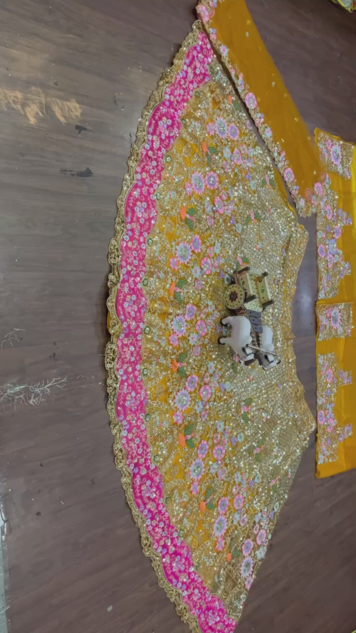 Traditional Soft Net Semi-Stitched Lehenga Choli with Sequins Embroidery and Dupatta