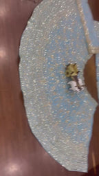 Powder Blue Heavy Embroidered Lehenga Set with Golden Zari and Sequin Work