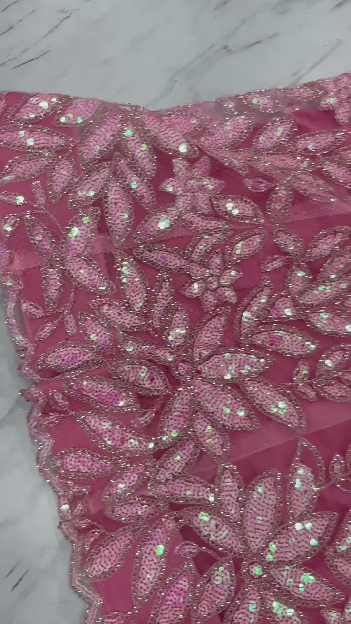 Designer Embroidered Net Lehenga Choli with Dori & Rainbow Sequins Work for Bridal & Wedding Wear
