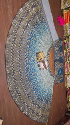 Royal Ombre Blue Mirror & Zari Embroidered Lehenga Choli