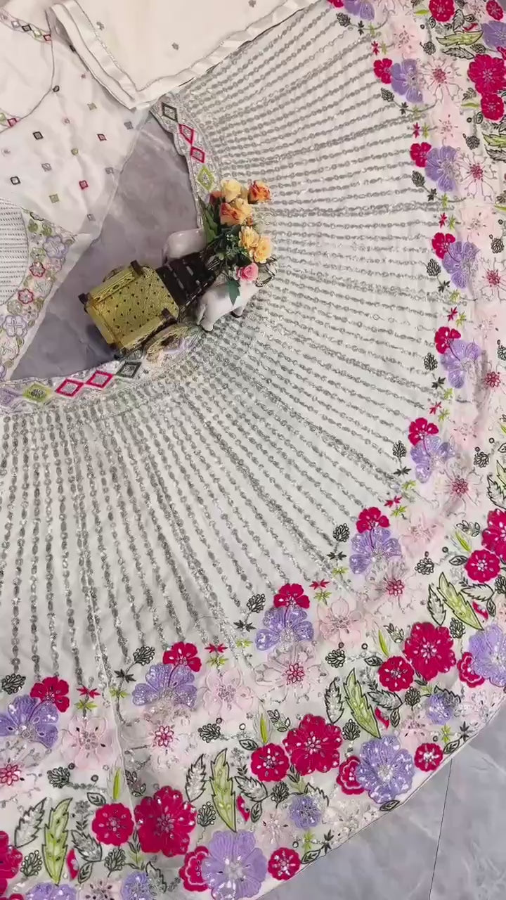 Ivory Garden Bloom Embroidered Lehenga Choli