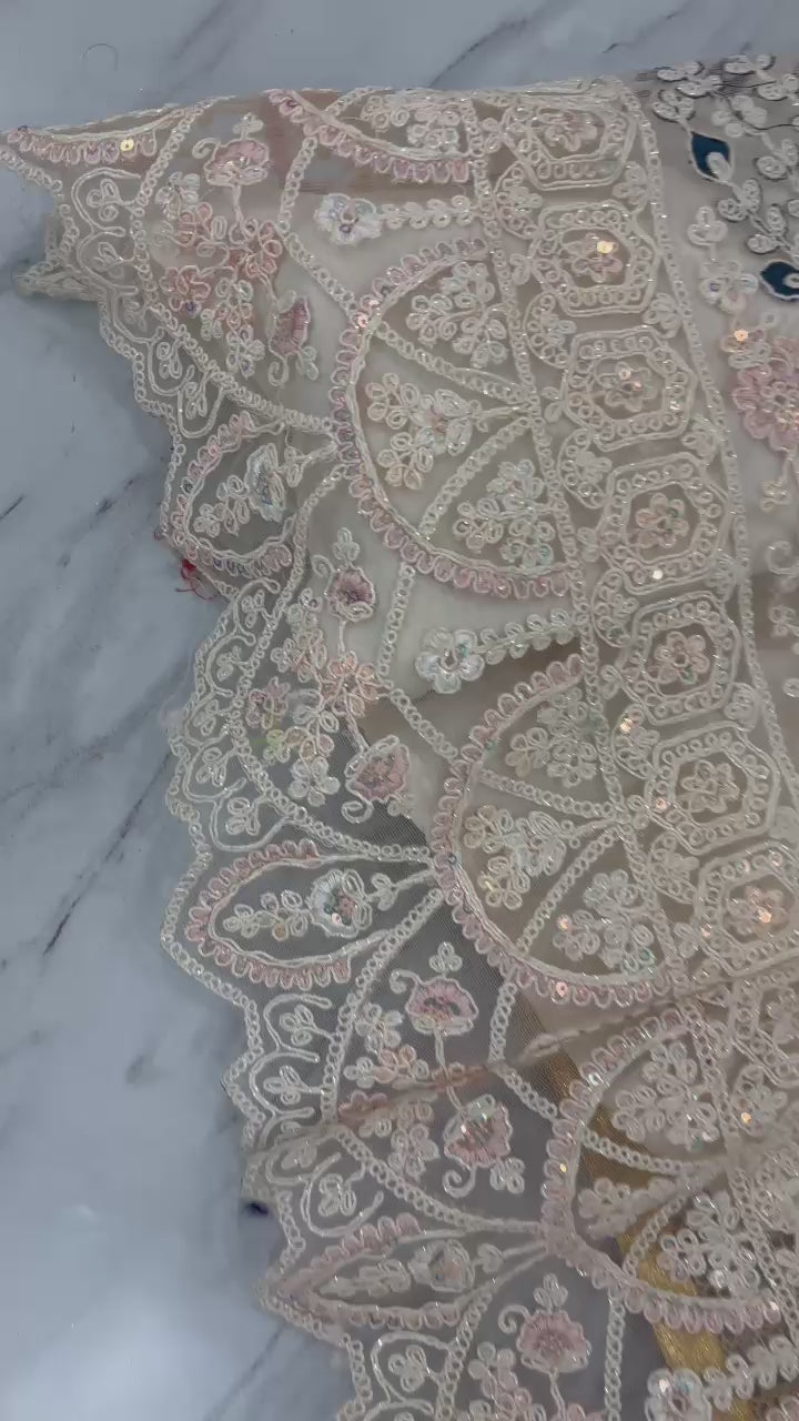 Peacock Design Butterfly Net Lehenga Choli Set - 3.5m Flare with Dori & Sandwich Sequins