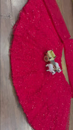Classic Red Embroidered Lehenga Set with Sequin and Thread Floral Work