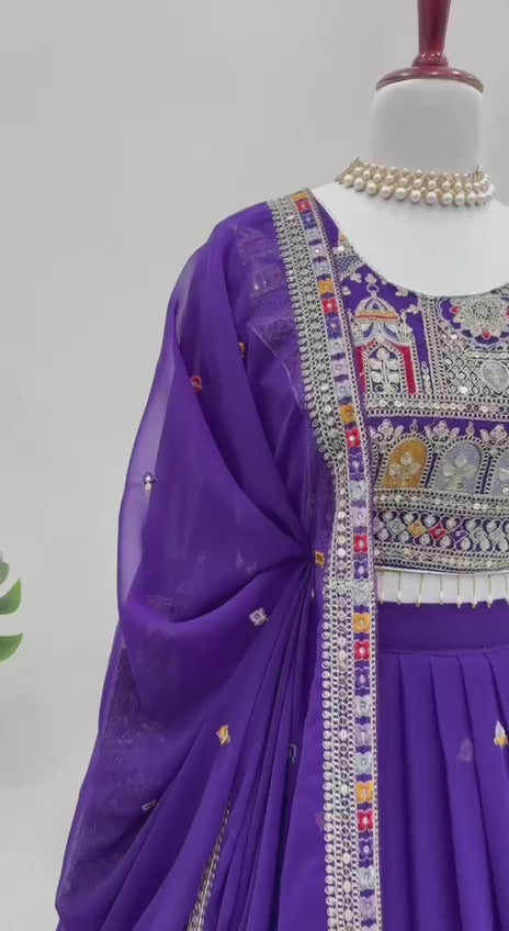 Faux Georgette Lehenga Choli Set - Coding Dori & Sequence Embroidery