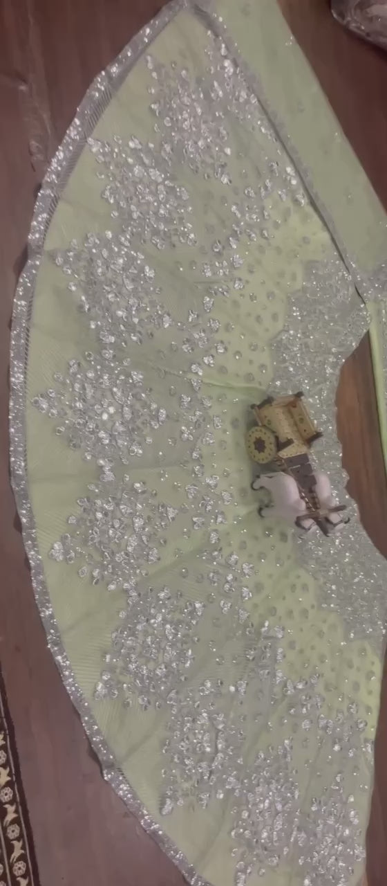Mint Silver Radiance Mirror Embroidered Lehenga Choli
