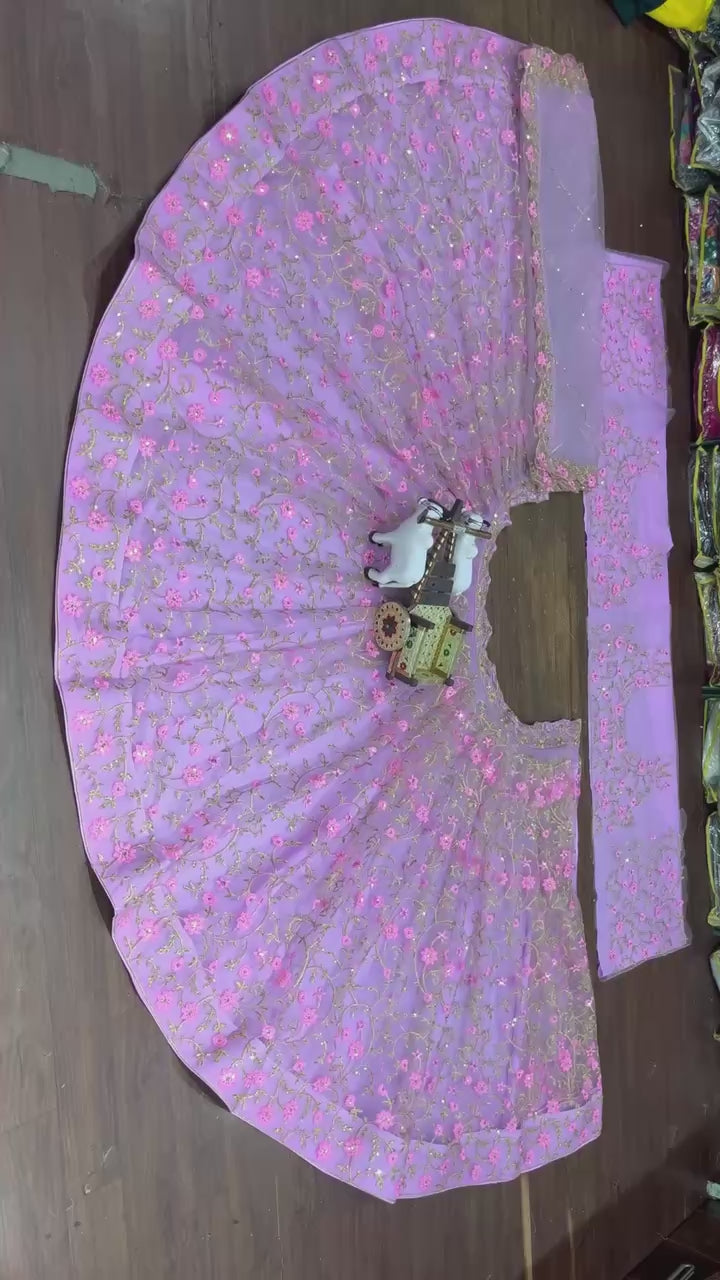 premium Pink Colour embrodery  work and designer blouse Festive look lehenga