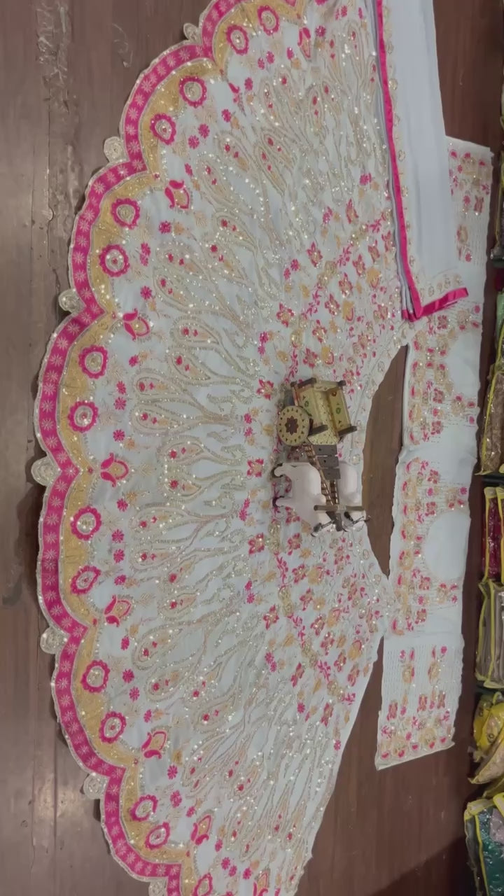 LuFaux Georgette Lehenga with Stone & Sequins Embroidery – Perfect for Brides & Party Wear