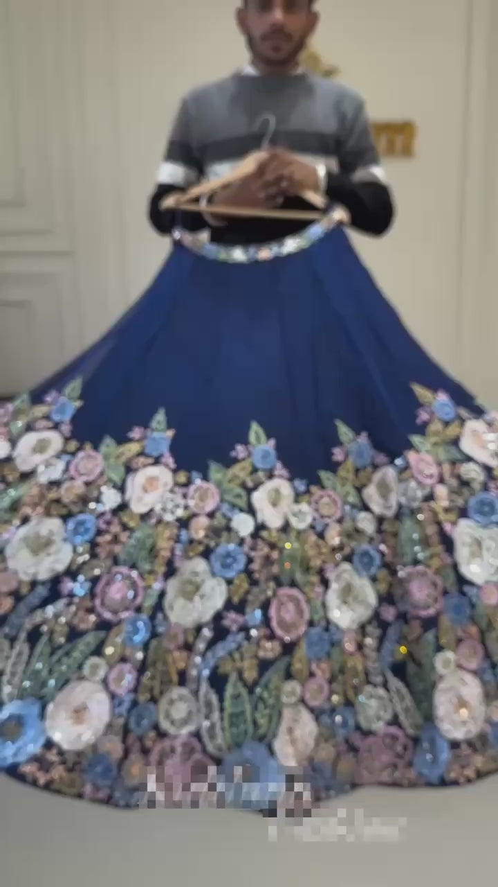 Faux Georgette Embroidered Lehenga Set with Sequins Work for Wedding & Party Wear
