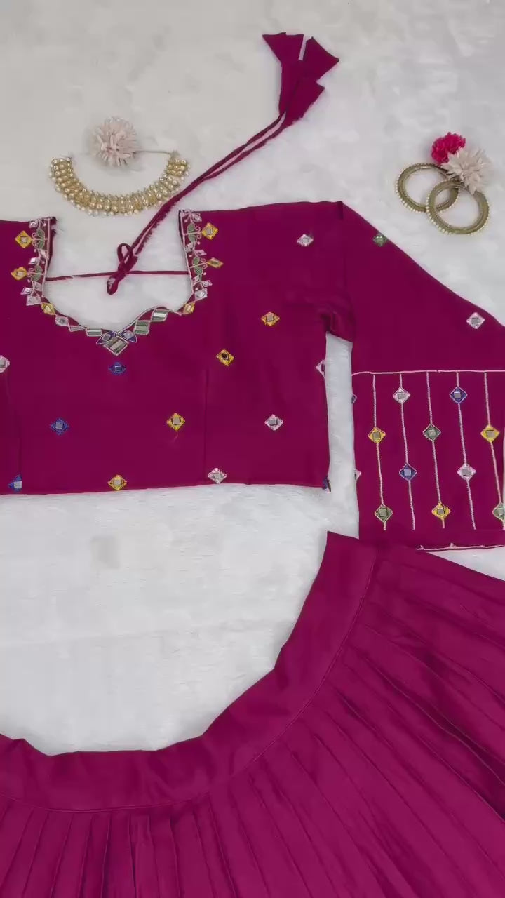 Rayon Lehenga Choli Set | Digital Print with Real Mirror Work NAVRATRI
