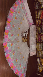 Multi-Color Embroidered Lehenga Set with 3D Floral and Sequin Work