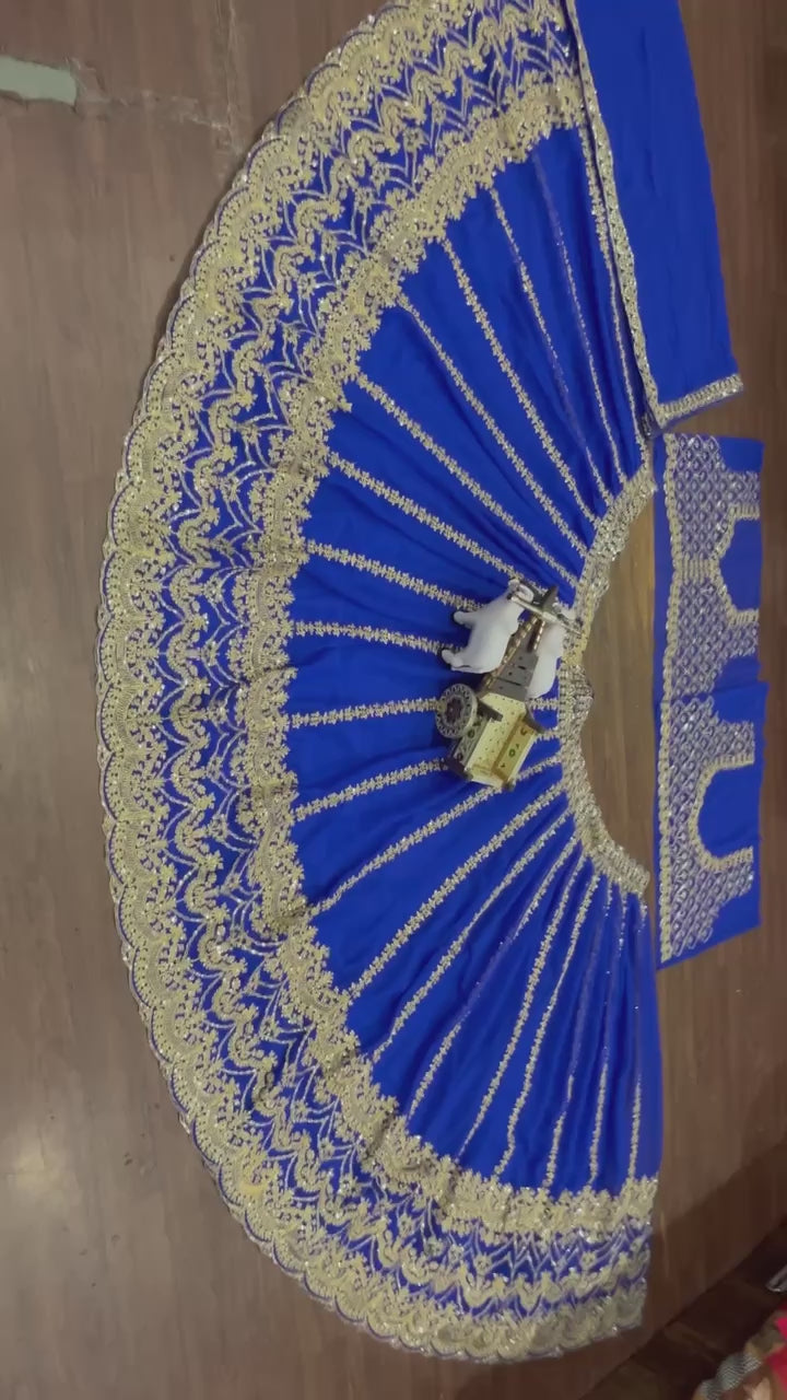 Royal Blue Embroidered Lehenga Set with Golden Zari and Sequin Work